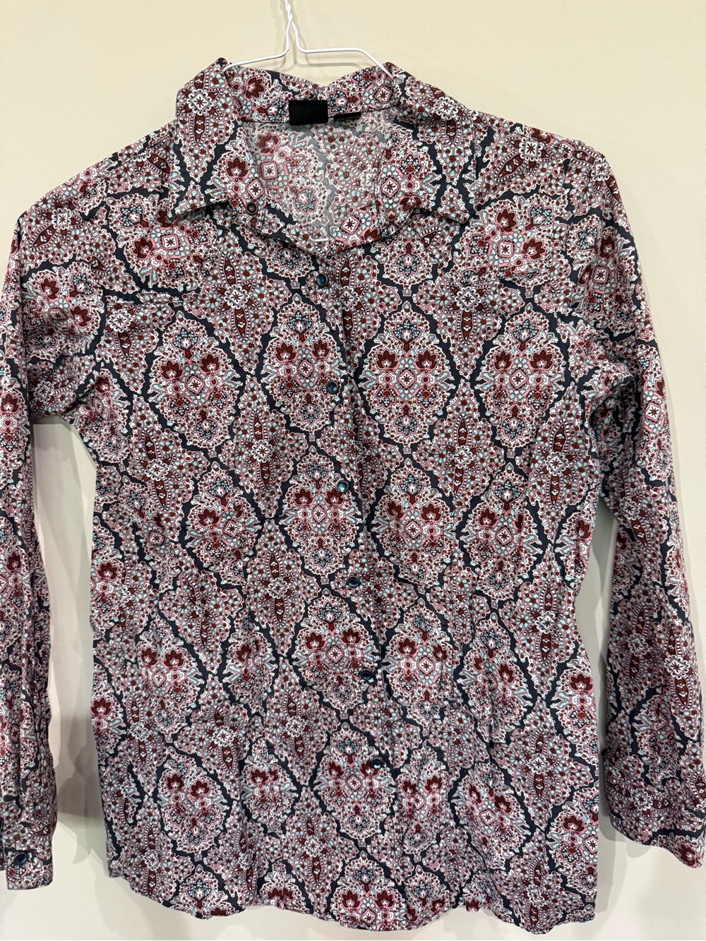 Cruel Girl Red and Black Floral Medallion Button-Down Shirt
